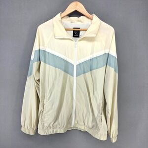 Original Use Windbreaker Mens M Cream Blue Chevron Colorblock Mesh Track‎ Jacket